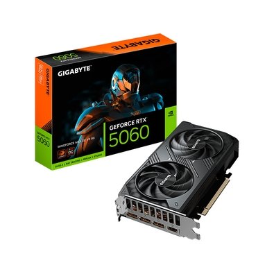 Placa de Vídeo Gigabyte RTX 5060 WINDFORCE MAX OC V2 8GB NVIDIA GeForce, 8GB GDDR7, 128bit, DLSS, Ray Tracing - GV-N5060WF2MAX OCV2-8GD
