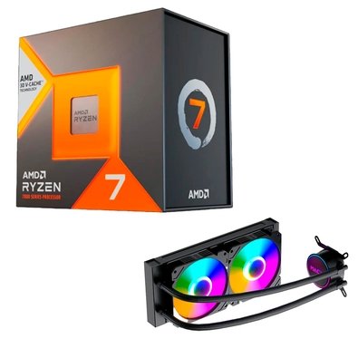 Processador AMD Ryzen 7 7800X3D, 4.2GHz (5.0GHz Max Turbo), Cache 104MB, 8 Núcleos, 16 Threads, AM5, Com Vídeo Integrado - 100-100000910WOF + Water Cooler MACH1 Logic, RGB, 240mm, AMD e Intel, Preto - GK240