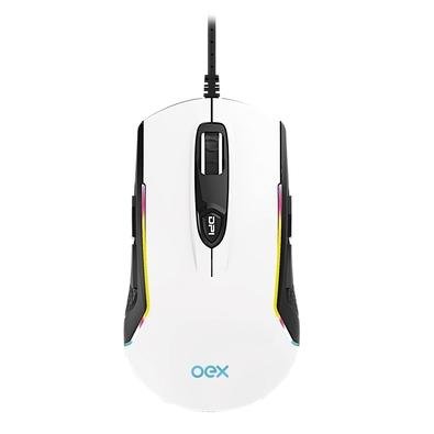 Mouse Gamer OEX Game Arctic, RGB, 8 Botões, 10000DPI, Branco - MS316