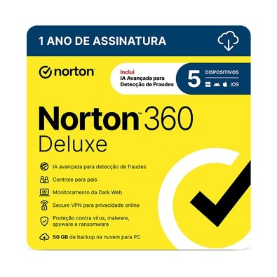 Norton 360 Deluxe 5 Dispositivos, 12 meses, Digital para Download - 21405567