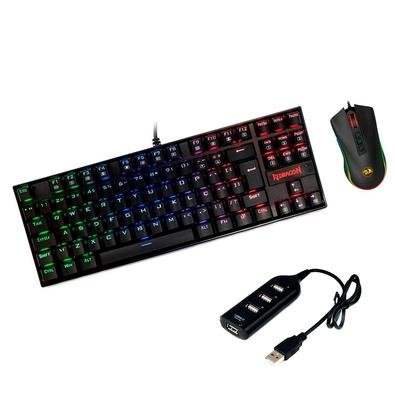 Kit Gamer Redragon Teclado Mec Nico Kumara Rgb Switch Outemu Blue