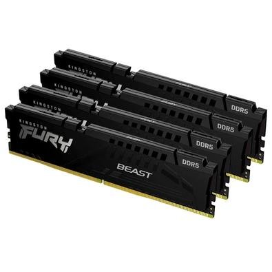 Memória Kingston Fury Beast, 64GB (4X16GB), 5200MHz, DDR5, CL40,para Intel XMP, Preto - KF552C40BBK4-64