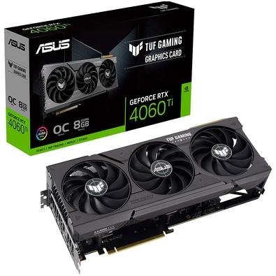 Placa de Vídeo RTX 4060 Ti OC Edition Asus TUF Gaming NVIDIA GeForce, 8 GB GDDR6, ARGB, DLSS - TUF-RTX4060TI-O8G-GAMING