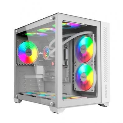 Gabinete Gamer Forcefield, Mid Tower, ATX, Frontal e Lateral em Vidro, White Ghost - GFFWGP
