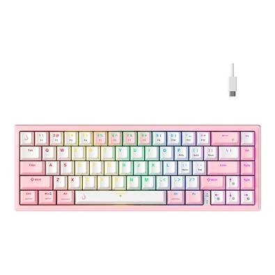 Teclado Mecânico Gamer Rise Mode GM1 Pro White and Pink RGB Switch Outemu Red - RM-TCM-GM1P-WPRED