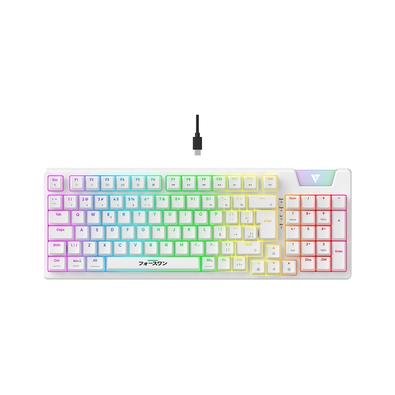 Teclado Mecanico Gamer Force One Yari, RGB, Switchs Gateron Amarelo, Hotswap, Cabo Removível, Branco - FR.TC.YA.01