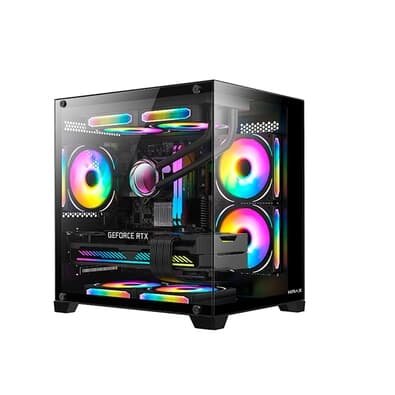 Gabinete Gamer Hyrax HGB705, Mini Tower, M-ATX, Lateral em Vidro Temperado, Preto - HGB705B