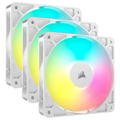Kit com 3 Ventoinhas Corsair RS120 ARGB, 120mm, PWM, Branco - CO-9050185-WW
