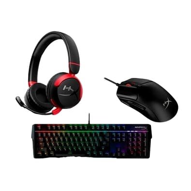 Kit Hyperx Teclado Gamer Alloy MKW100 + Headset Gamer Sem Fio Cloud Mini + Mouse Gamer Pulsefire Haste 2