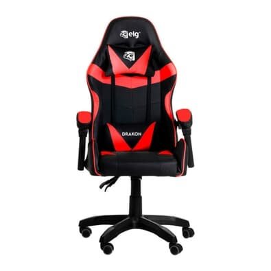 Cadeira Gamer ELG Drakon, Até 140 kg, Ajuste De Altura, Encosto Reclinavel, Braços Articulados, Preto e Vermelho - CH31BKRD