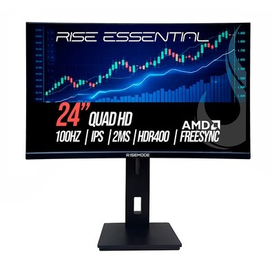 Monitor Gamer Rise Mode Essential 24", QHD, 100Hz, 2ms, IPS, FreeSync, HDR 400, HDMI e DP, Altura Ajustável, Preto - RM-MOGL-24F1002K-B