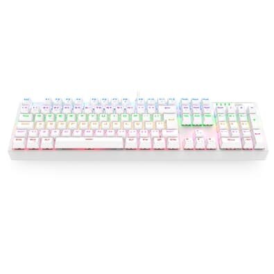 Teclado Mecânico Gamer T-Dagger Axis, RGB, Full Size, Switch Dust-proof Marrom, USB, ABNT2, Branco - T-TGK329W-BR
