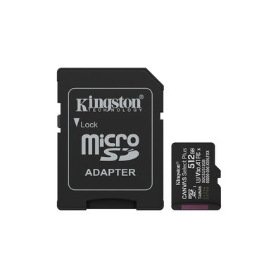 Cartão de Memória Kingston, Canvas Select Plus, microSDXC, 512GB, Gen3 150MB/s, Classe A1 com adaptador - SDCS3/512GB