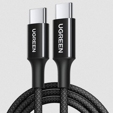 Cabo Tipo C para Tipo C Ugreen, Trançado, PD Fast Charging, 3A, 2m, Preto - UG-65245