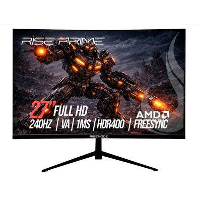 Monitor Gamer Curvo Rise Mode Prime 27", Full HD, 240Hz, 1ms, VA, FreeSync, HDR 400 HDMI…