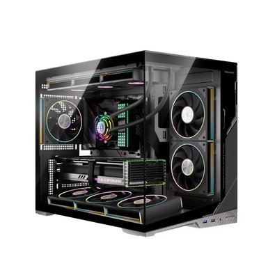 Gabinete Gamer Esgaming Zero, Mid Tower, M-ATX, Frontal e Lateral em Vidro Temperado, Sem Fans, Preto - ZERO-BK