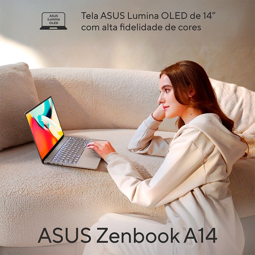 Notebook ASUS Zenbook A14 OLED Snapdragon | KaBuM!
