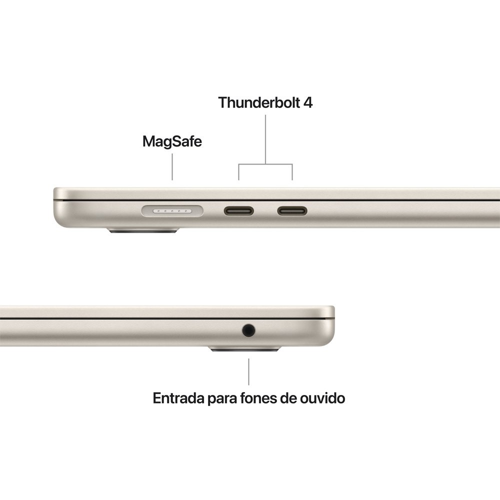 MacBook Air Apple 15" Chip M5, CPU de 10 Núcleos, GPU de 10 Núcleos, Neural Engine de 16 Núcleos, 512GB, Estelar - MDVD4BZ/A