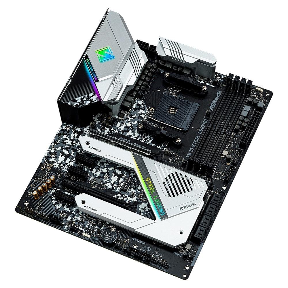 ASRock X570 Steel Legend AM4（ボードのみ） Placa Mãe Asrock ASRock X570 Steel Legend, AMD AM4, ATX, DDR4 | KaBuM!