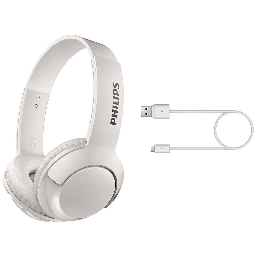 Headphone Bluetooth Philips Bass+, Branco - SHB3075WT/00 Headphone Bluetooth Philips Bass+, Branco - SHB3075WT/00