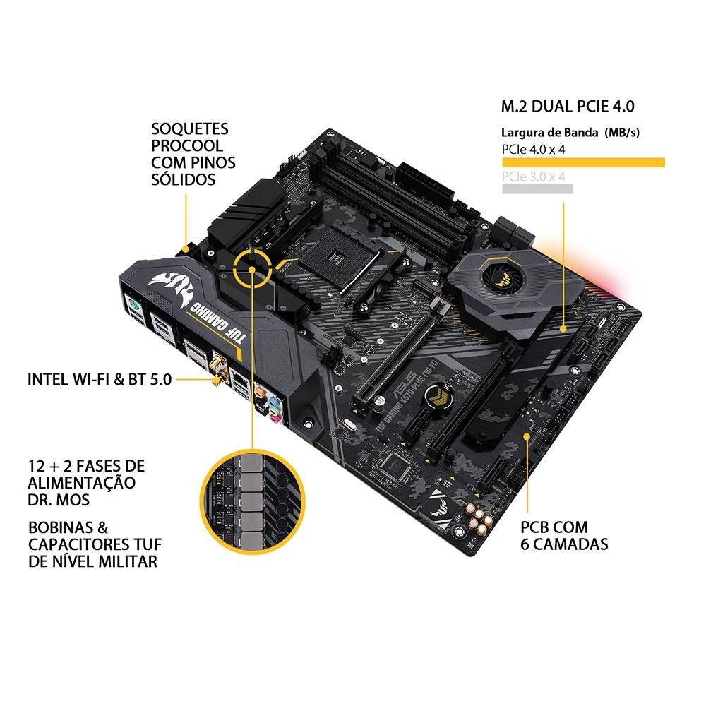 Placa Mãe Asus TUF Gaming X570-Plus Wi-Fi | KaBuM!
