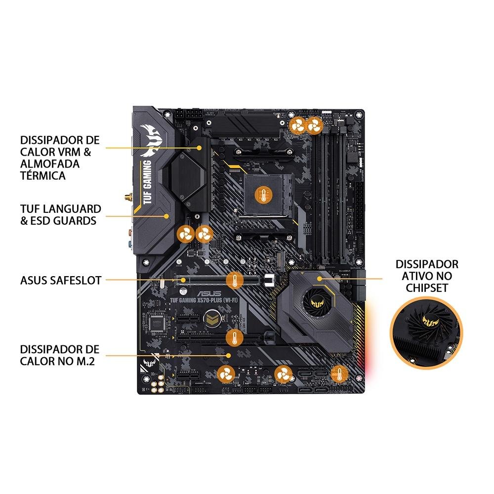 Placa Mãe Asus TUF Gaming X570-Plus Wi-Fi | KaBuM!