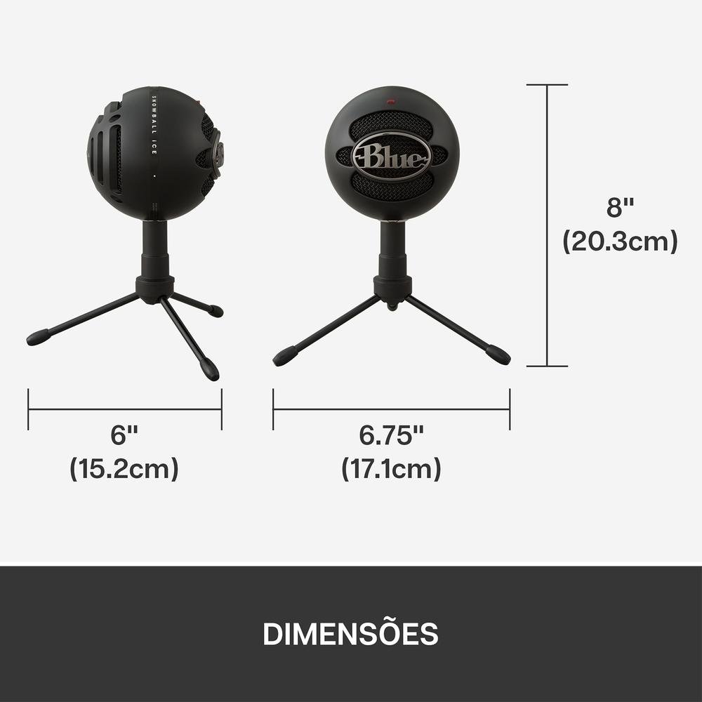 Microfone Condensador USB Blue Snowball Ice Preto p/ Podcasts - 988-000067 Microfone Condensador USB Blue Snowball Ice Preto p/ Podcasts - 988-000067