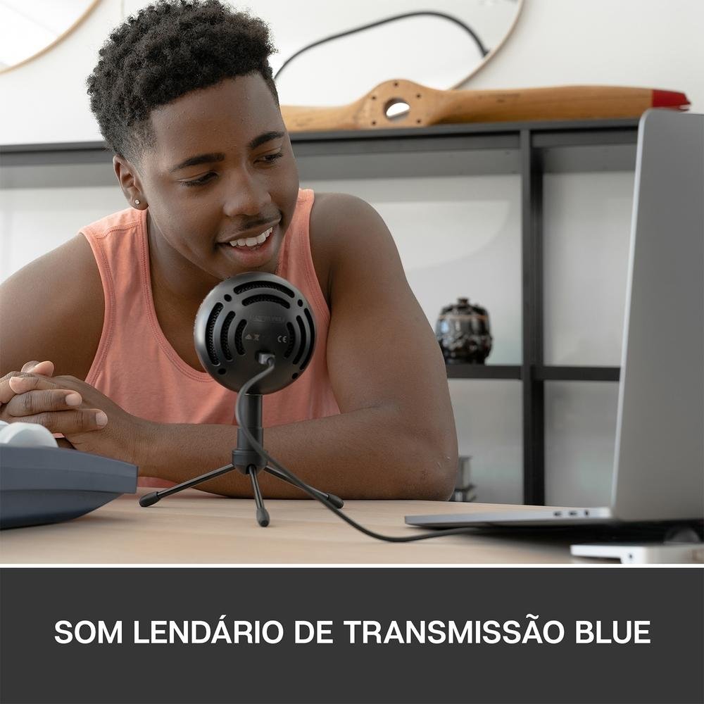 Microfone Condensador USB Blue Snowball Ice Preto p/ Podcasts - 988-000067 Microfone Condensador USB Blue Snowball Ice Preto p/ Podcasts - 988-000067