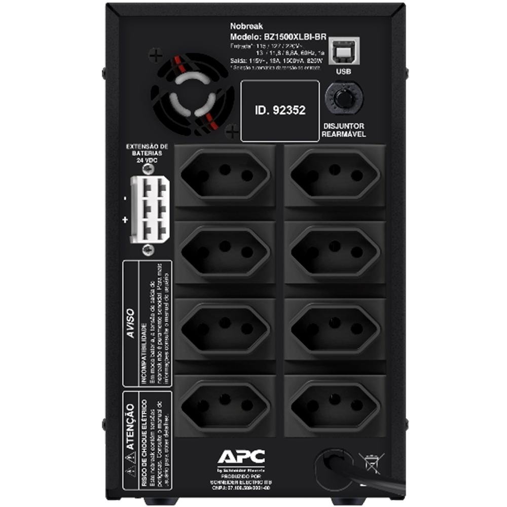 Nobreak APC Back-UPS 1500VA/825W, Bivolt, Entrada/ 115V Saída - BZ1500XLBI-BR Nobreak APC Back-UPS 1500VA/825W, Bivolt, Entrada/ 115V Saída - BZ1500XLBI-BR
