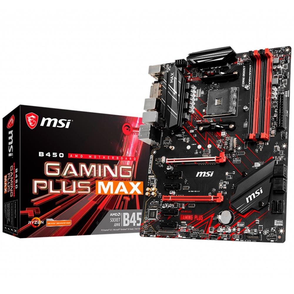 Placa-Mãe MSI B450 Gaming Plus Max p/ AMD AM4, ATX, DDR4 Placa-Mãe MSI B450 Gaming Plus Max p/ AMD AM4, ATX, DDR4
