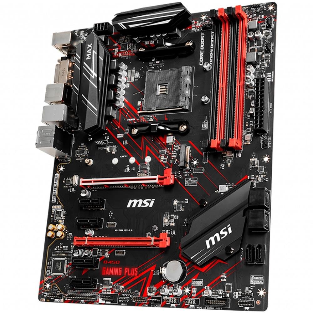 Placa-Mãe MSI B450 Gaming Plus Max p/ AMD AM4, ATX, DDR4 Placa-Mãe MSI B450 Gaming Plus Max p/ AMD AM4, ATX, DDR4