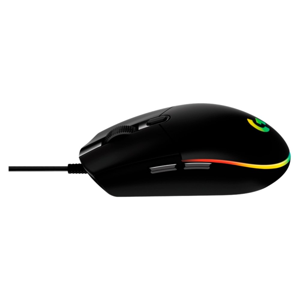 Mouse Gamer Logitech G203 LIGHTSYNC RGB, Efeito de Ondas de Cores, 6 Botões Programáveis e Até 8.000 DPI, Preto - 910-005793
