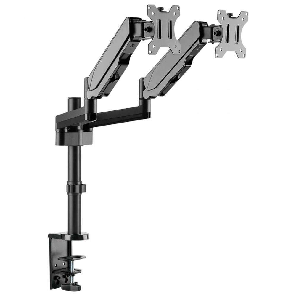 Suporte de Mesa Articulado para 2 Monitores de 17" a 32" PCYes, com Pistão a Gás, VESA, Preto - 31593