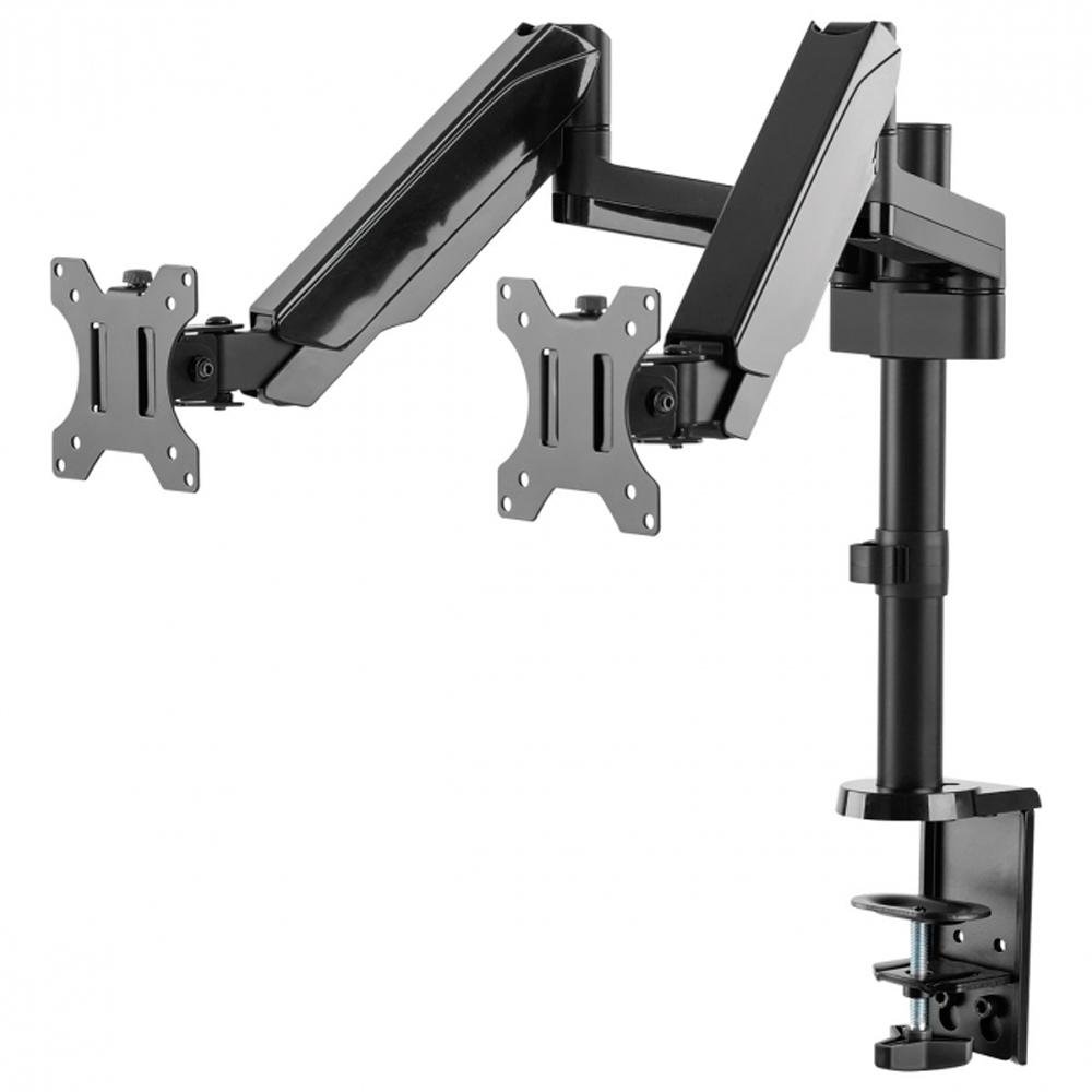Suporte de Mesa Articulado para 2 Monitores de 17" a 32" PCYes, com Pistão a Gás, VESA, Preto - 31593