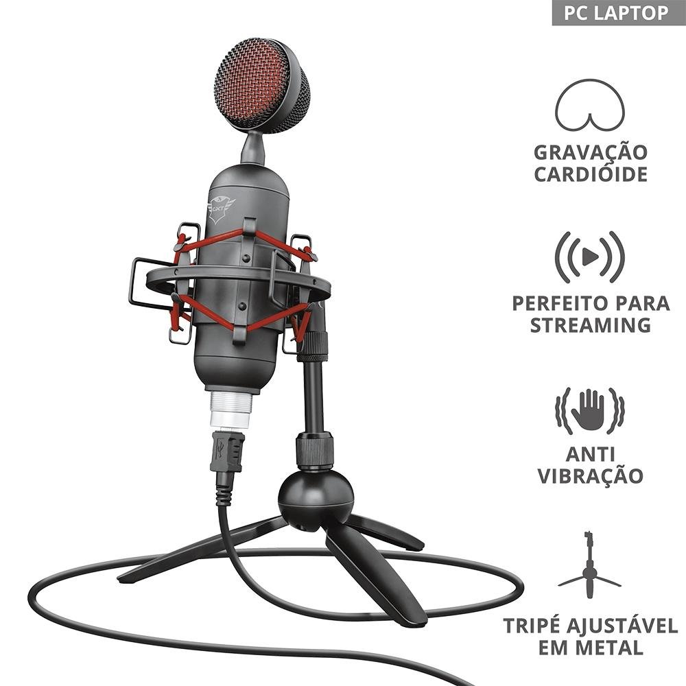 Microfone Streamer Trust Gaming GXT 244 Buzz Podcast, USB - 23466