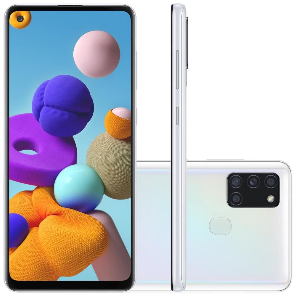 Smartphone Samsung Galaxy A21s, 64GB, 48MP, Tela 6.5´, Branco - SM