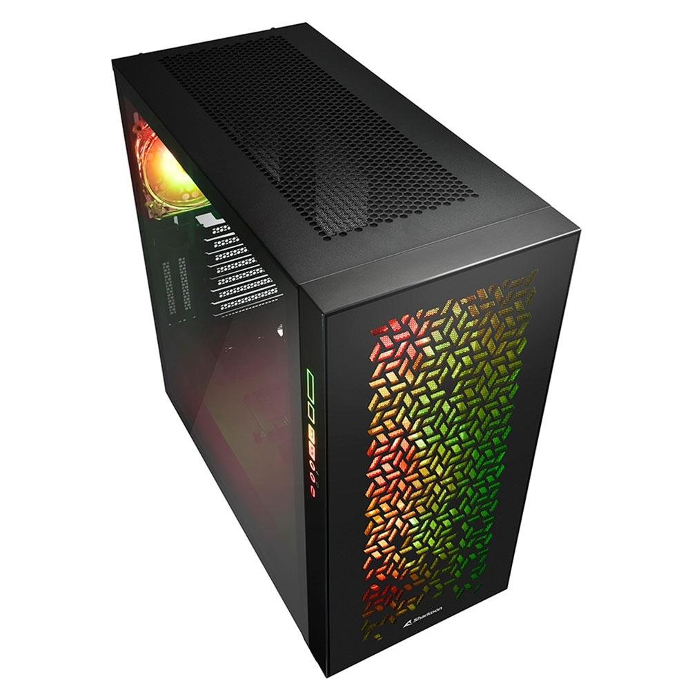 Gabinete Gamer Sharkoon Elite, Full Tower, RGB, ATX, Lateral em Vidro Temperado, 4x Cooler Fan RGB, Preto - CA300H Gabinete Gamer Sharkoon Elite, Full Tower, RGB, ATX, Lateral em Vidro Temperado, 4x Cooler Fan RGB, Preto - CA300H