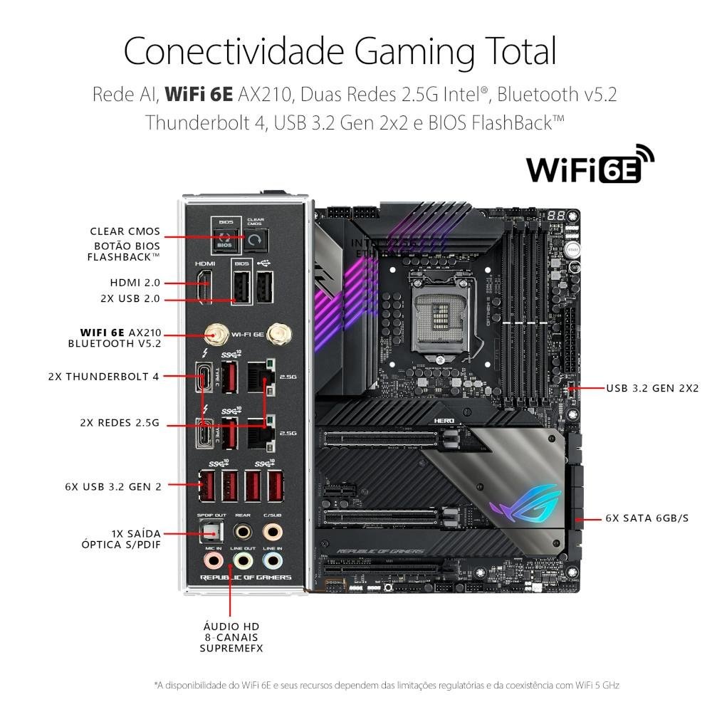 Placa Mãe Asus ROG MAXIMUS XIII HERO, Intel LGA1200, DDR4, ATX