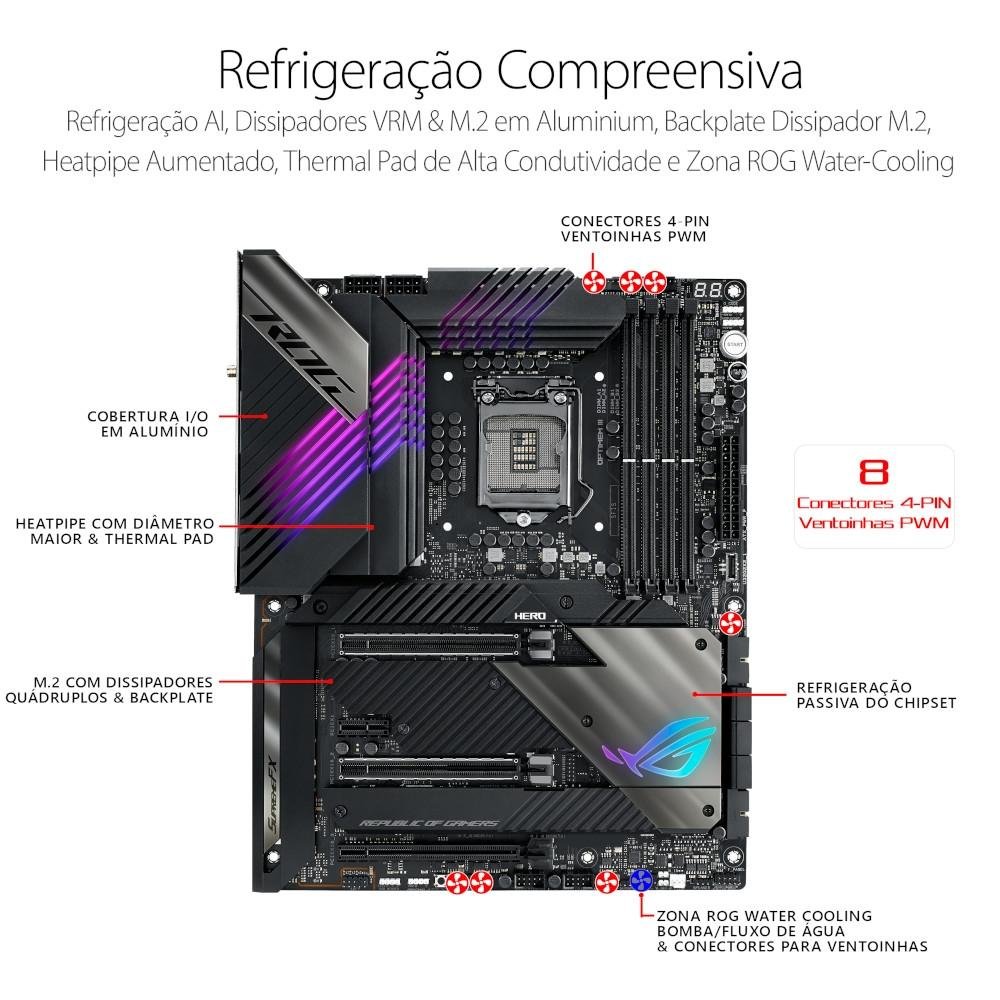Placa Mãe Asus ROG MAXIMUS XIII HERO, Intel LGA1200, DDR4, ATX