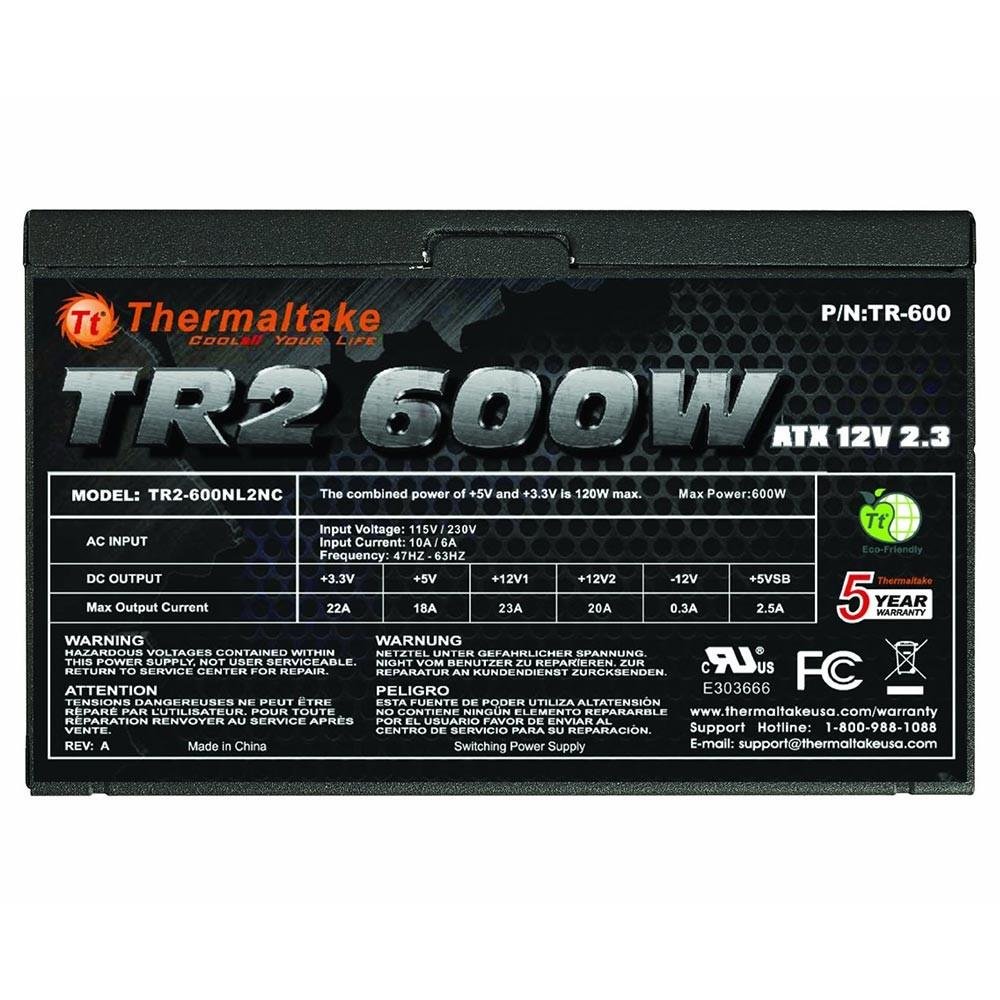 Fonte Thermaltake ATX TR2 600W TR-600 Fonte Thermaltake ATX TR2 600W TR-600