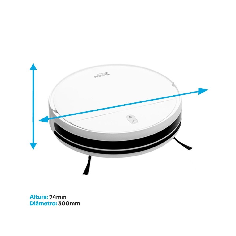 Robô Aspirador e Passa Pano KABUM! smart 100 - 5 Modos de Limpeza, Sensor Anti-Queda, Carregamento Automático, Aplicativo, Bivolt, Branco - KBSF005 Robô Aspirador e Passa Pano KABUM! smart 100 - 5 Modos de Limpeza, Sensor Anti-Queda, Carregamento Automático, Aplicativo, Bivolt, Branco - KBSF005