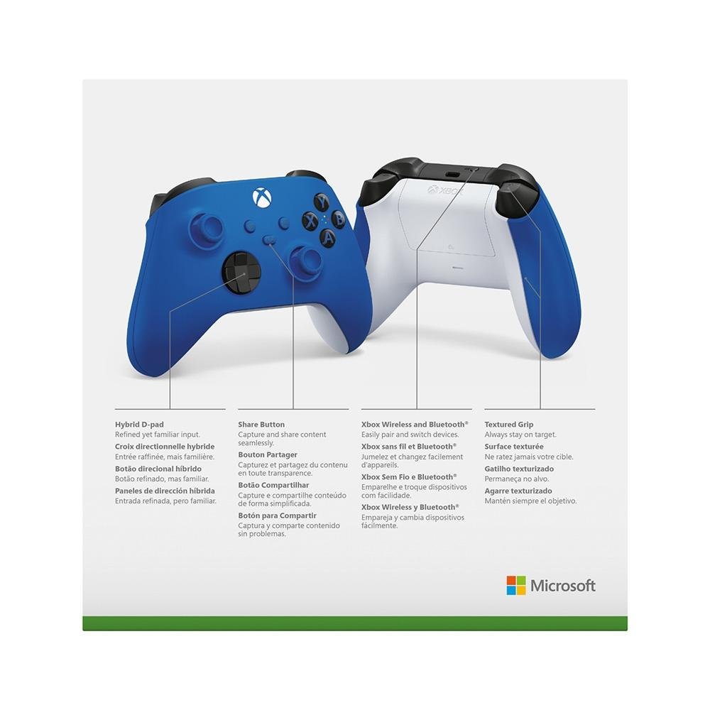 Controle Sem Fio Xbox Shock Blue - QAU-00065 Controle Sem Fio Xbox Shock Blue - QAU-00065