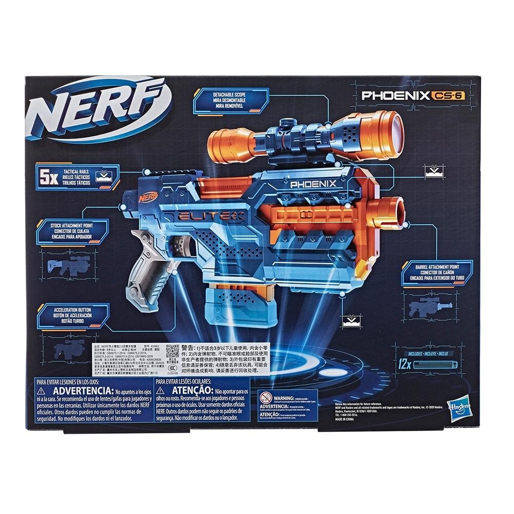 Lança Dardos Hasbro Nerf Elite 2.0 Phoenix CS-6, Motorizado e Clip