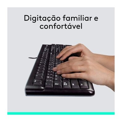 Combo Teclado e Mouse com fio USB Logitech MK120 com Design Confortável, Durável e Resistente à Respingos e Layout ABNT2 - 920-004429