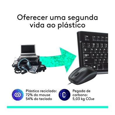 Combo Teclado e Mouse com fio USB Logitech MK120 com Design Confortável, Durável e Resistente à Respingos e Layout ABNT2 - 920-004429