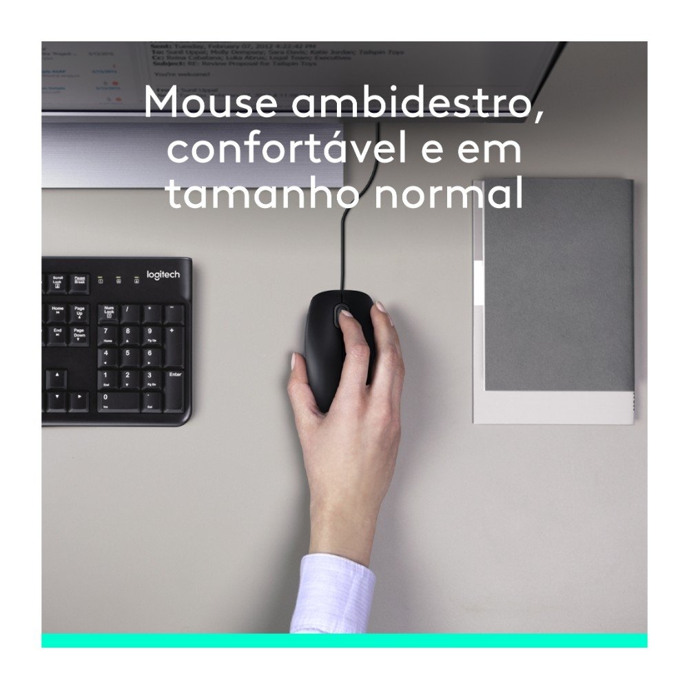Combo Teclado e Mouse com fio USB Logitech MK120 com Design Confortável, Durável e Resistente à Respingos e Layout ABNT2 - 920-004429