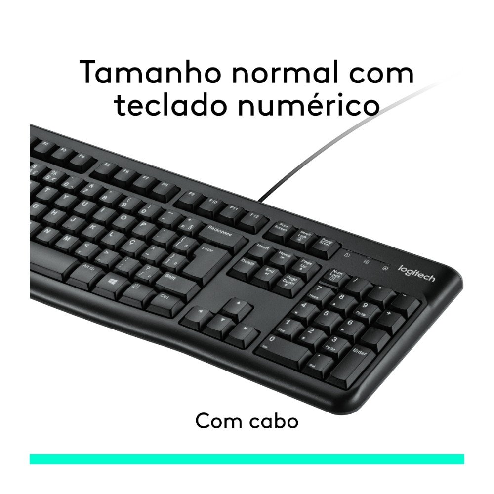 Combo Teclado e Mouse com fio USB Logitech MK120 com Design Confortável, Durável e Resistente à Respingos e Layout ABNT2 - 920-004429