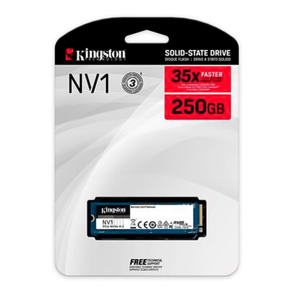 SSD 250 GB Kingston NV1, M.2 2280 NVMe, Leitura: 2100MB/s e Gravação: 1100MB/s - SNVS/250G