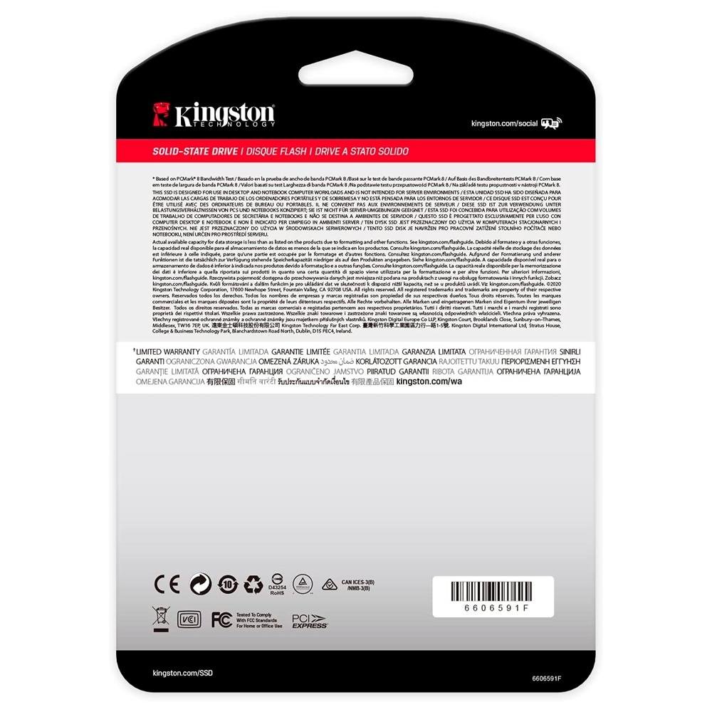 SSD 250 GB Kingston NV1, M.2 2280 NVMe, Leitura: 2100MB/s e Gravação: 1100MB/s - SNVS/250G