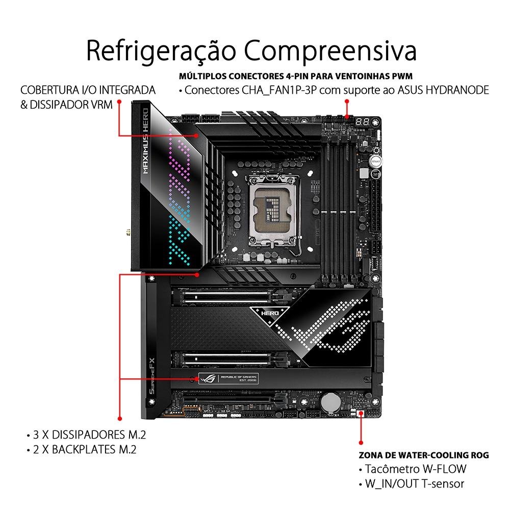 Placa Mãe Asus ROG MAXIMUS Z690 HERO, Intel 1700 Z690, DDR5, ATX